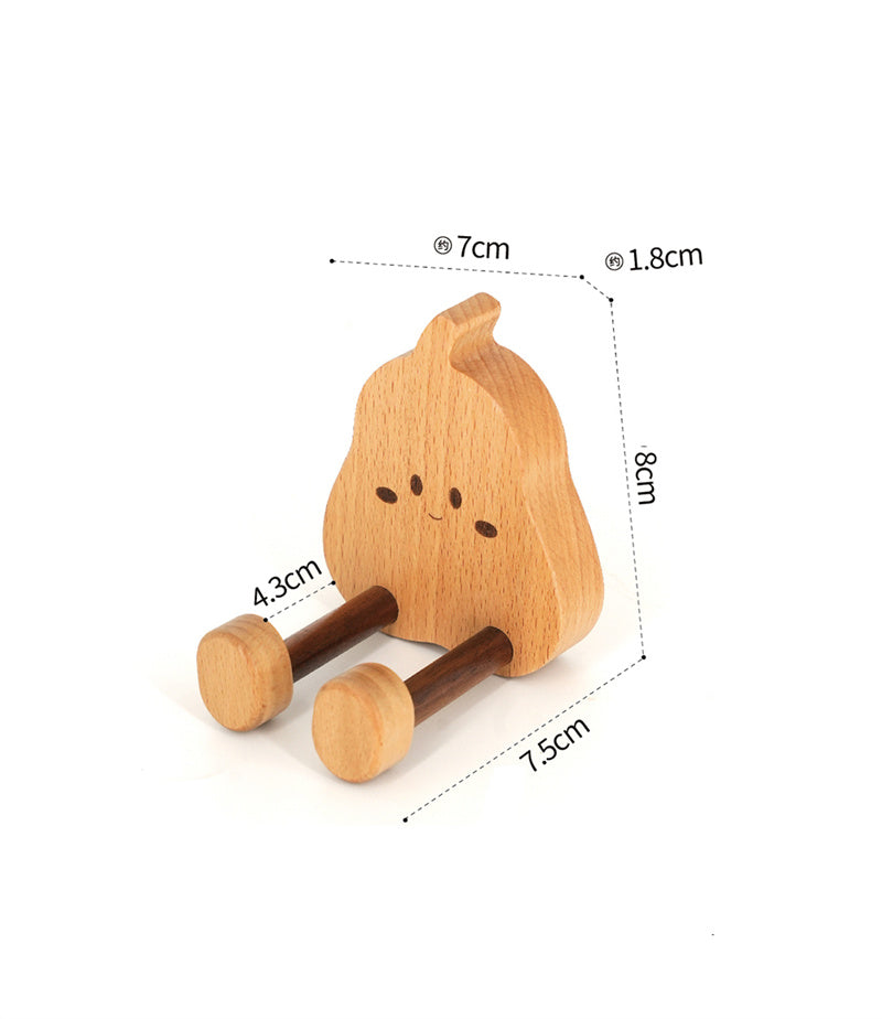 Cute Cartoon Wooden Phone Stand - Fun Desk Holder for iPhone & iPad
