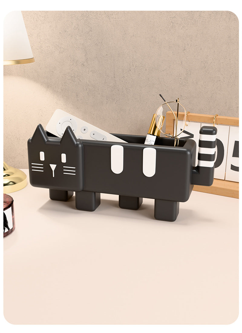 Cute Cat - Shaped Desk Organizer, Multi - Purpose Storage Box for Home & Office