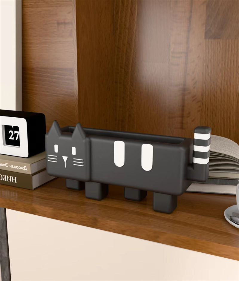 Cute Cat - Shaped Desk Organizer, Multi - Purpose Storage Box for Home & Office