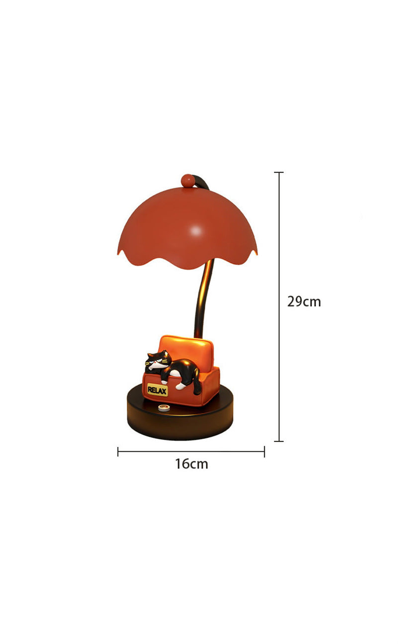 Cute Cat Table Lamp - Dopamine Style Rechargeable Night Light for Bedroom & Desk