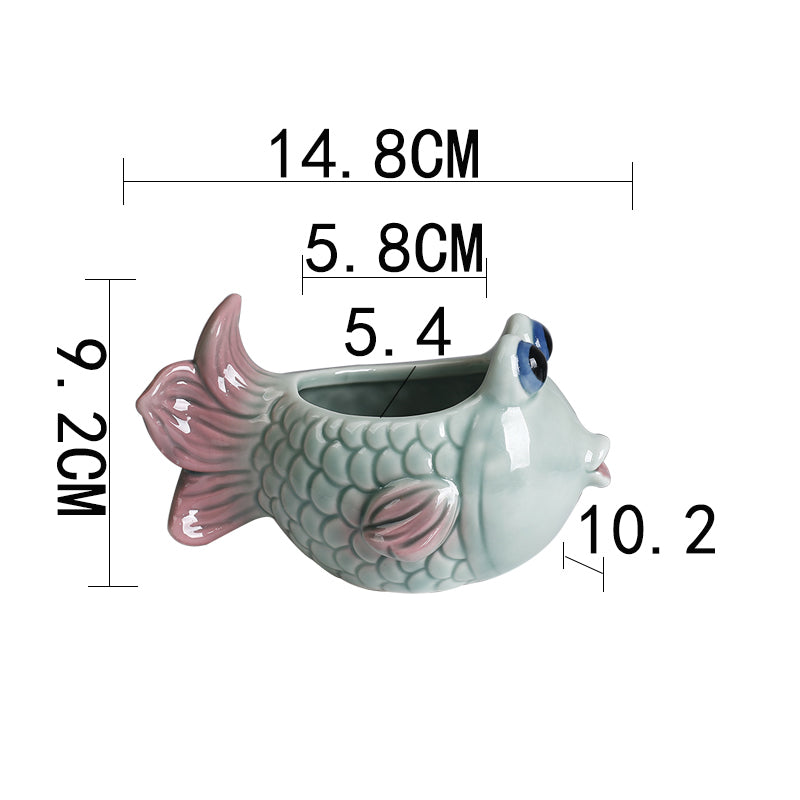 Cute Ceramic Goldfish Planter Bowl - Whimsical Small Plant Pot for Succulents, Air Plants, Home Decor