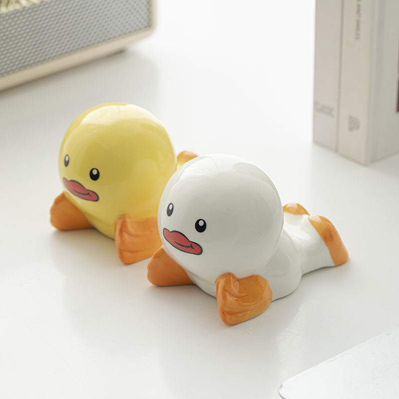 Cute Duck Ceramic Phone Stand,for Desk, Kitchen & Bedside