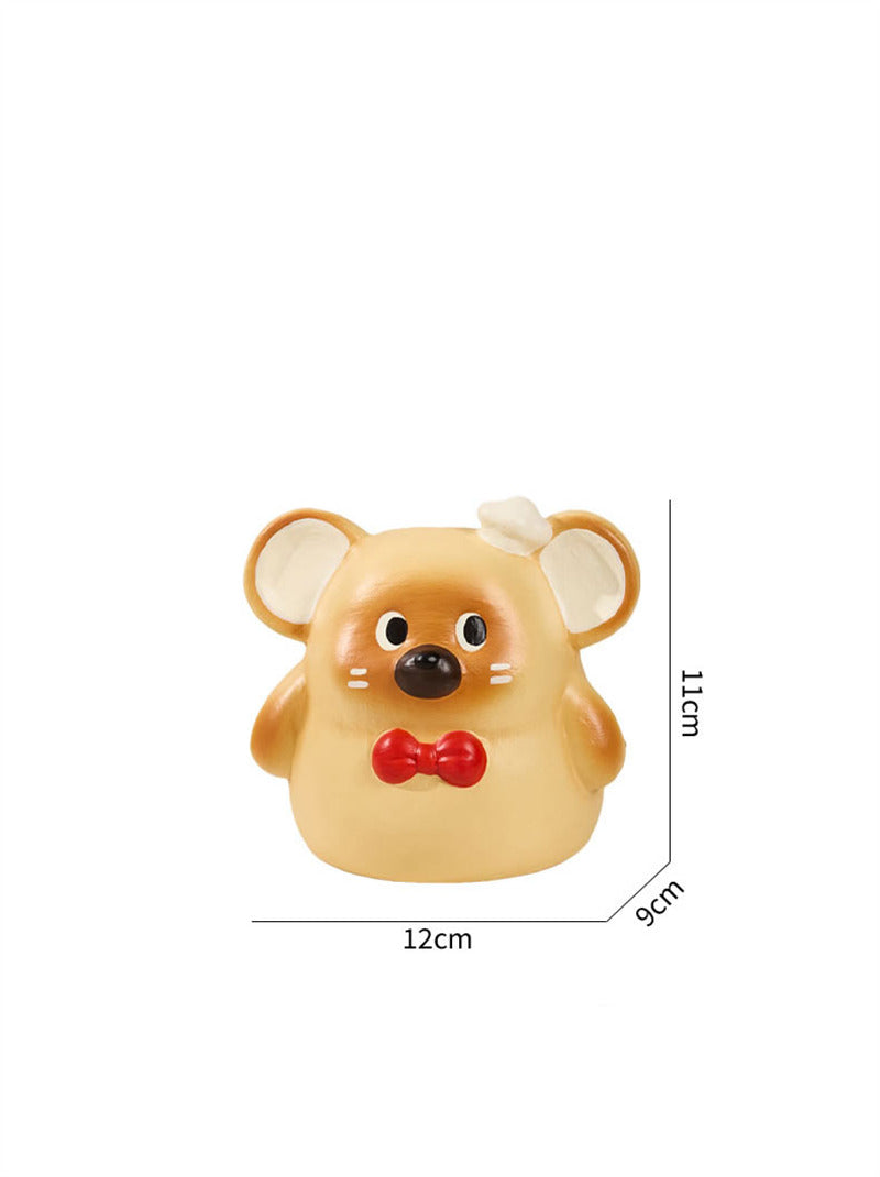 Cute Hamster Desk Organizer - Ceramic Pen Holder & Makeup Brush Storage for Home, Office, or Vanity