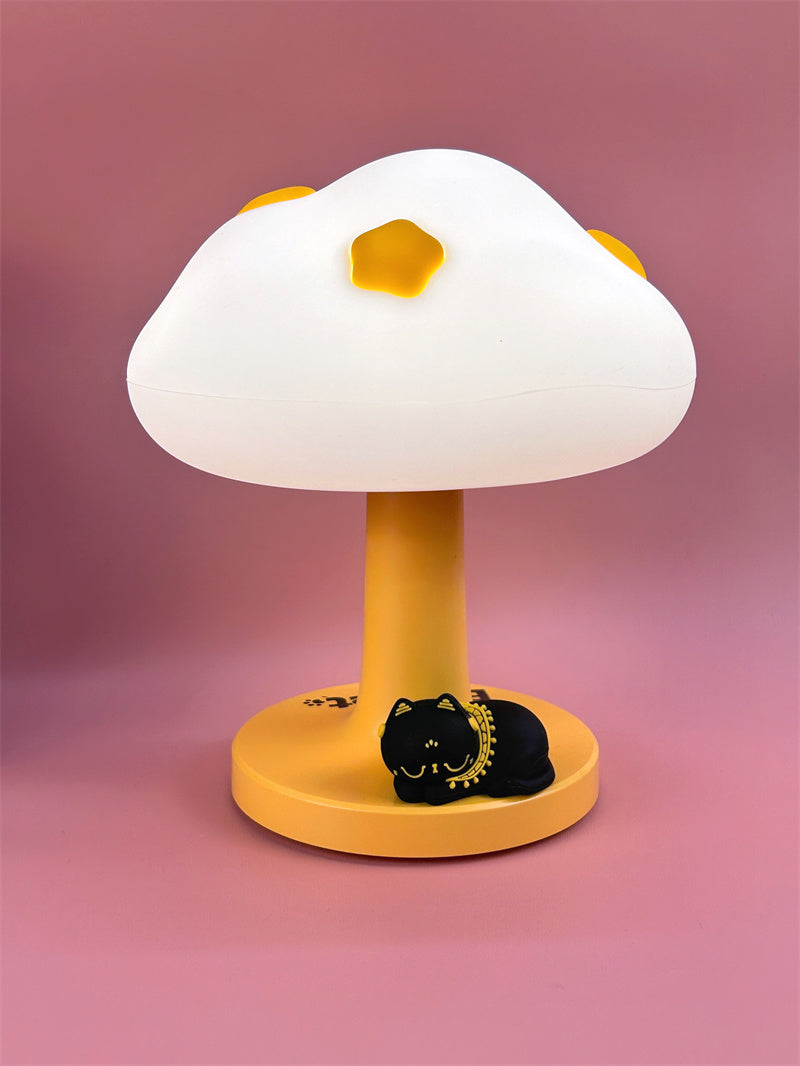 Cute Mushroom Night Light with Sleeping Cat,Creative Gift