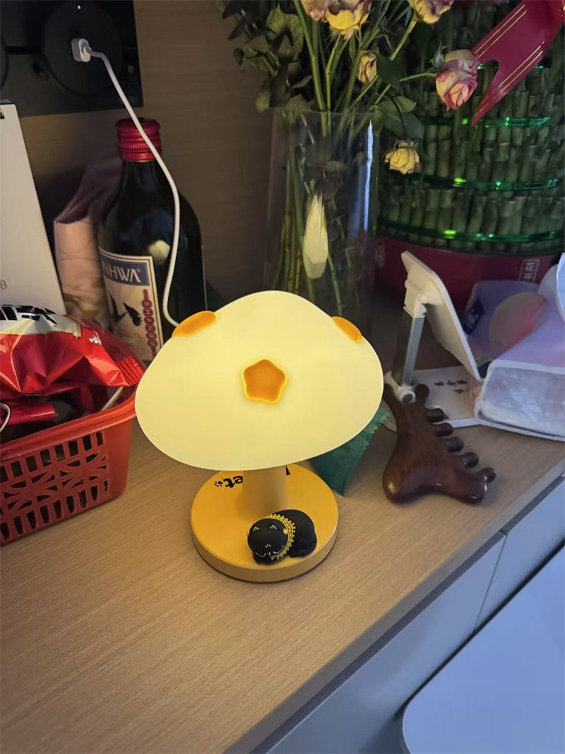 Cute Mushroom Night Light with Sleeping Cat,Creative Gift
