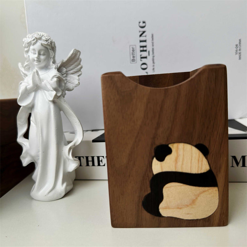 Cute Panda Black Walnut Pencil Holder,Office Organizing