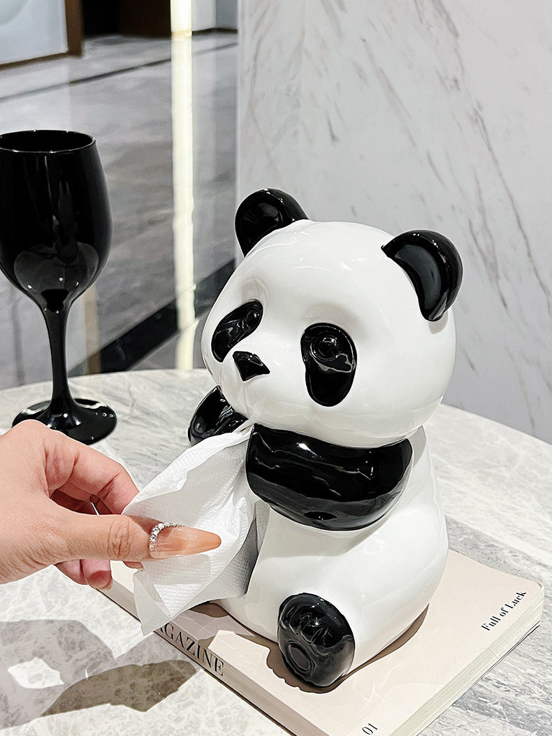 Cute Panda Ceramic Tissue Box, Home Decoration Ideas