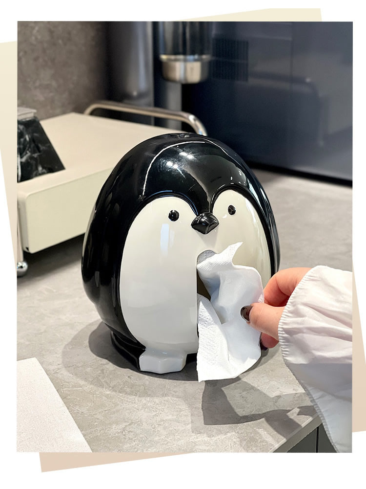 Cute Penguin Ceramic Tissue Box - Home Office Decorative