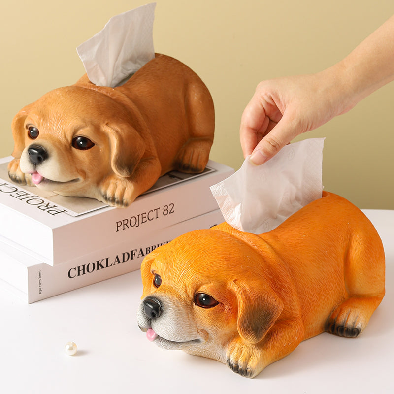 Cute Pet Dog Desktop Tissue Box, Office Home Decoration