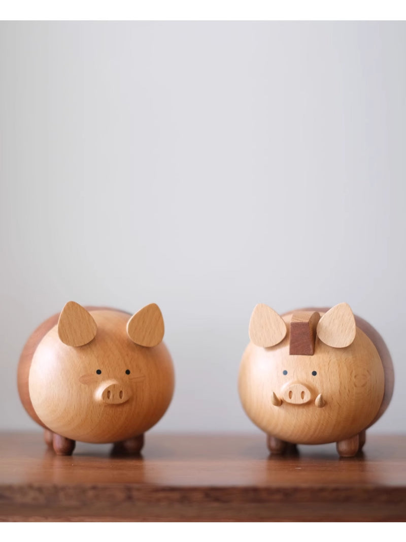 Cute Pig Wooden Piggy Bank, Children'S Christmas Gift, Unique Decoration