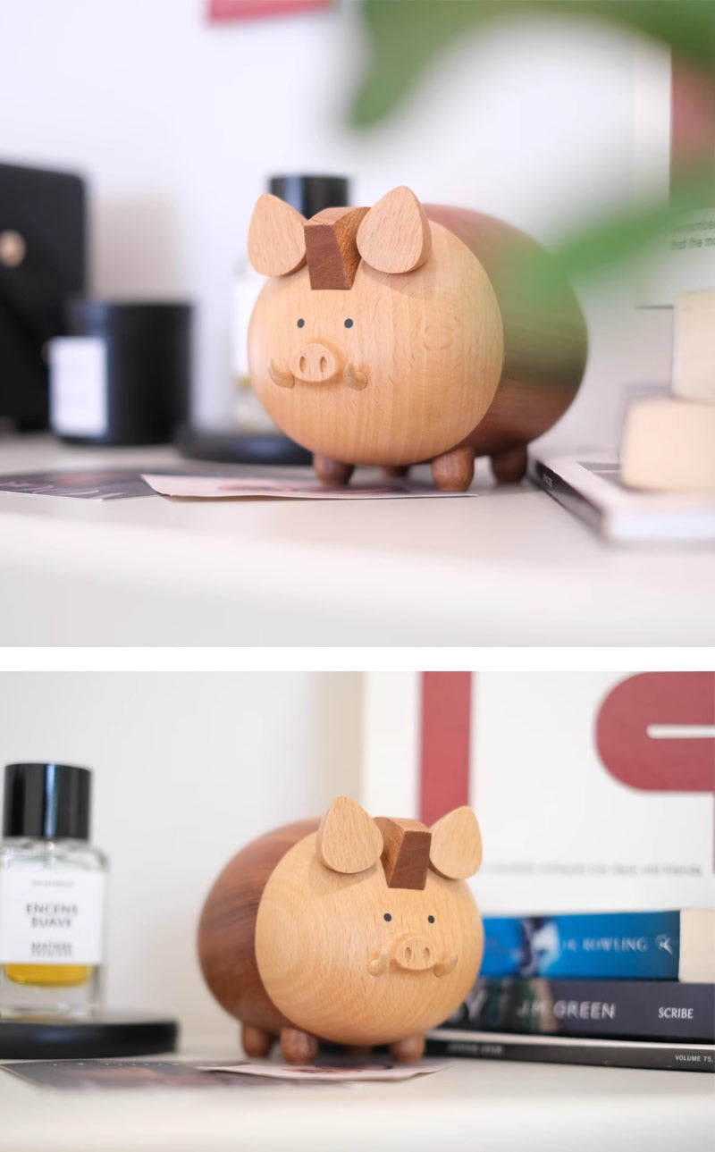Cute Pig Wooden Piggy Bank, Children'S Christmas Gift, Unique Decoration
