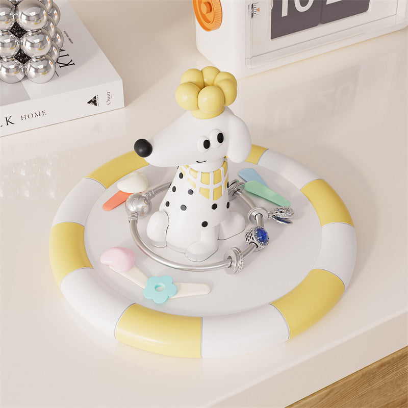 Cute Poodle Resin Jewelry Tray Dog Figurine Organizer Tray for Keys Rings Home Decor Gift