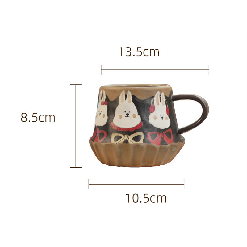 Cute Rabbit Ceramic Mugs - Hand-Painted Coffee Tea Cups for Home & Office
