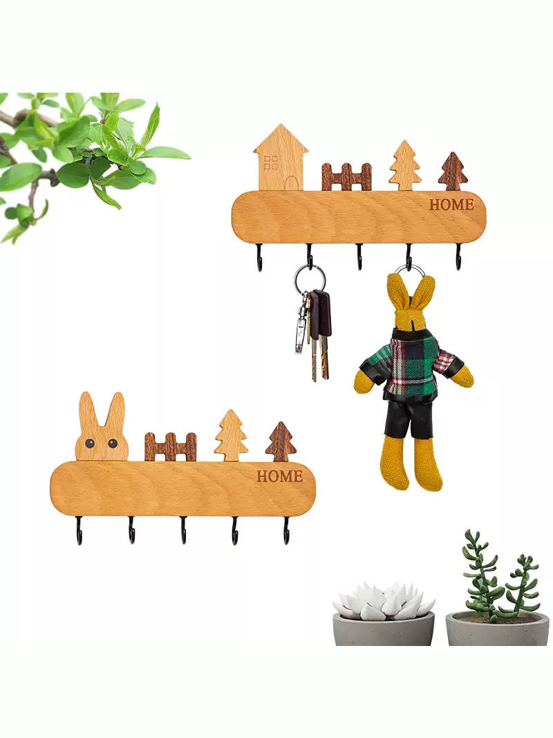 Cute Rabbit Wooden Hook, Home Decoration