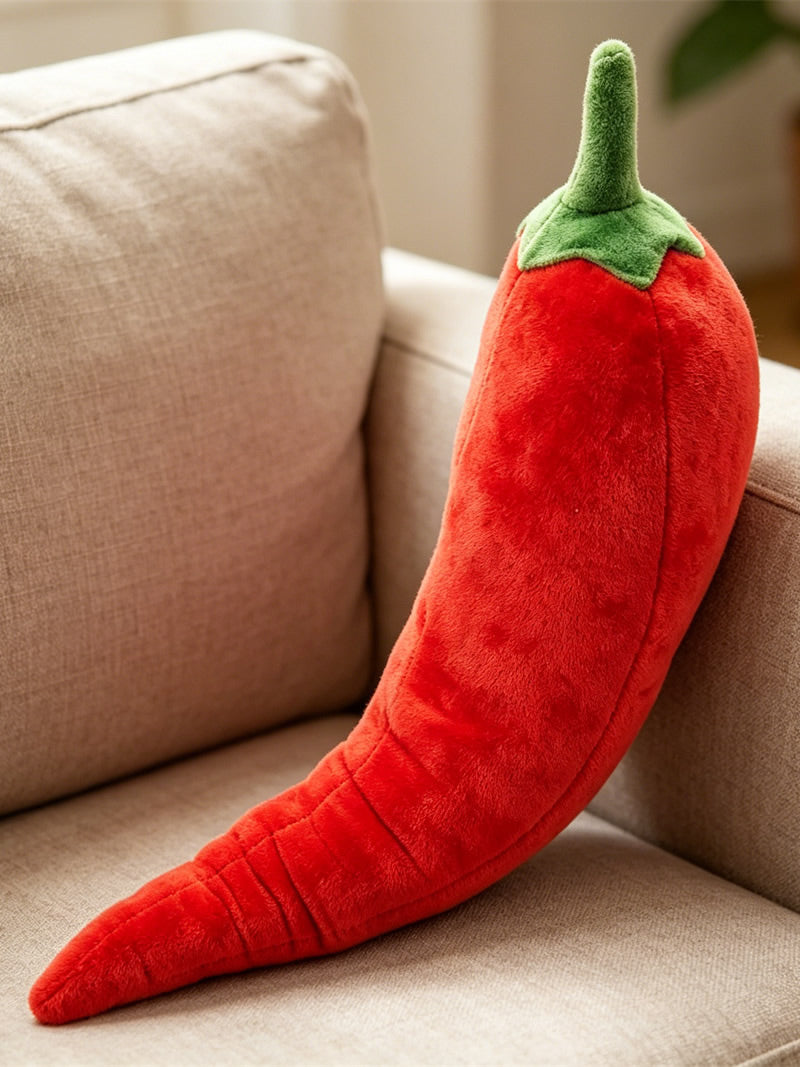 Cute Realistic Red Chili Pepper Plush Pillow, Soft Vegetable Shaped Stuffed Throw Cushion, Kawaii Sofa Bed Decor Plush Toy