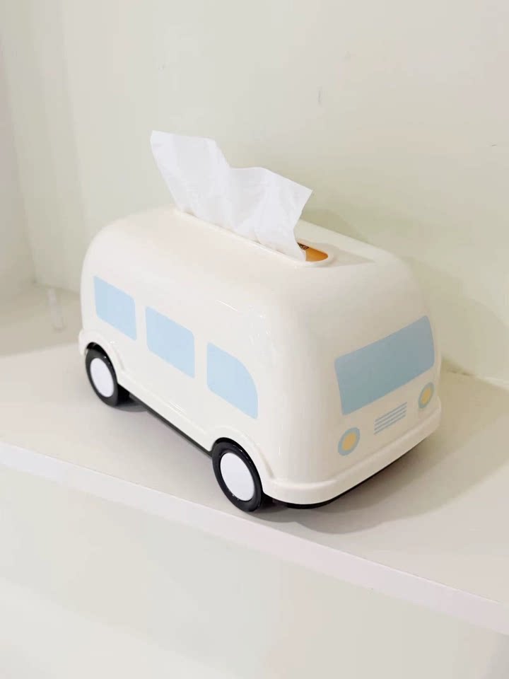 Cute Retro Camper Van Tissue Box , Decorative Bus‑Shaped Facial Tissue Holder