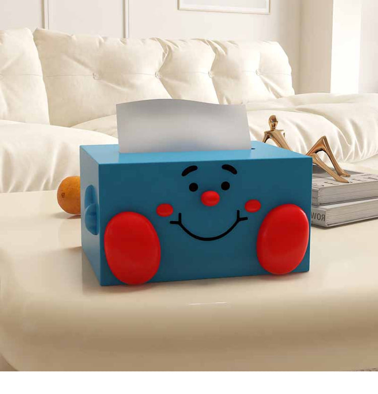 Cute Shy Blue Cartoon Tissue Holder: Fun Decorative Piece