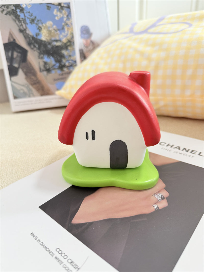 Cute Small House Ceramic Toothpick Holder - Desktop Organizer for Cotton Swab