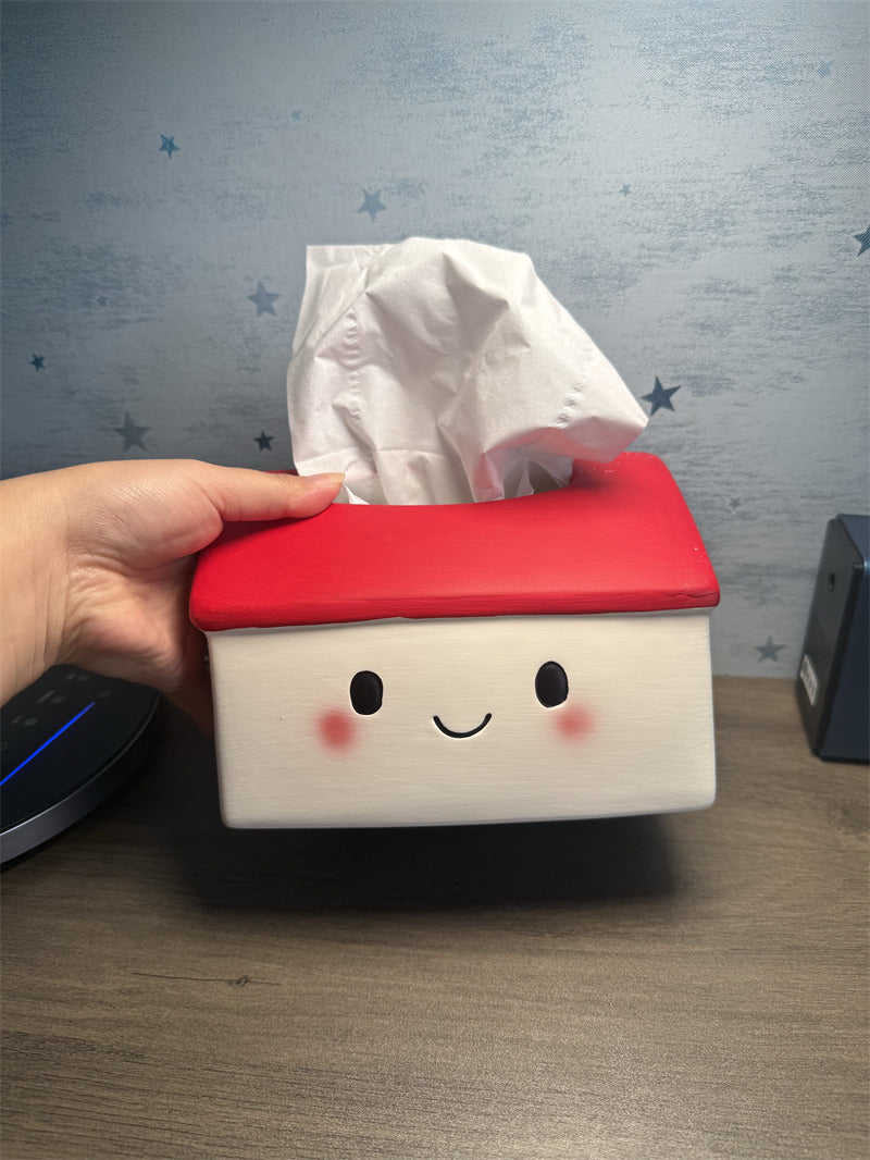Cute Smiling House Tissue Box Cover, Cartoon Little House Facial Tissue Holder, Decorative Napkin Dispenser for Home Tabletop