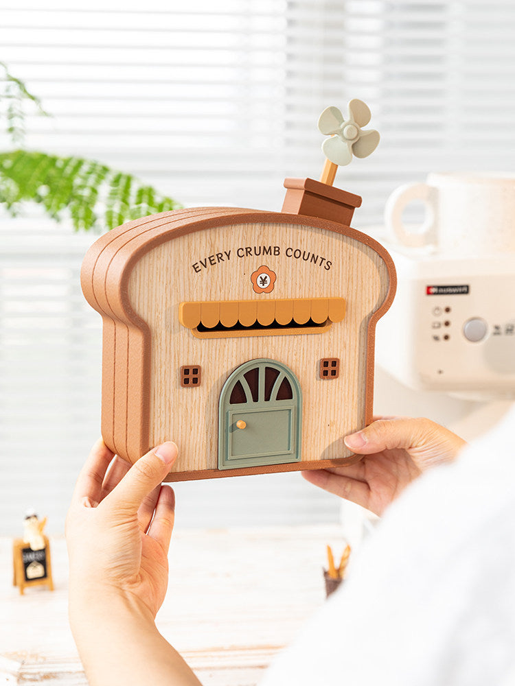 Cute Toast Bakery House Money Bank, Cartoon Coin Cash Saving Jar, Novelty Gift for Kids Teens Savers