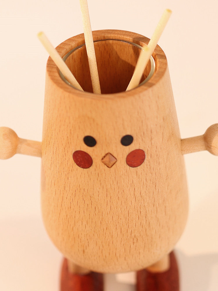 Cute Wooden Chick Vase: Decorative and Versatile Desk Organizer