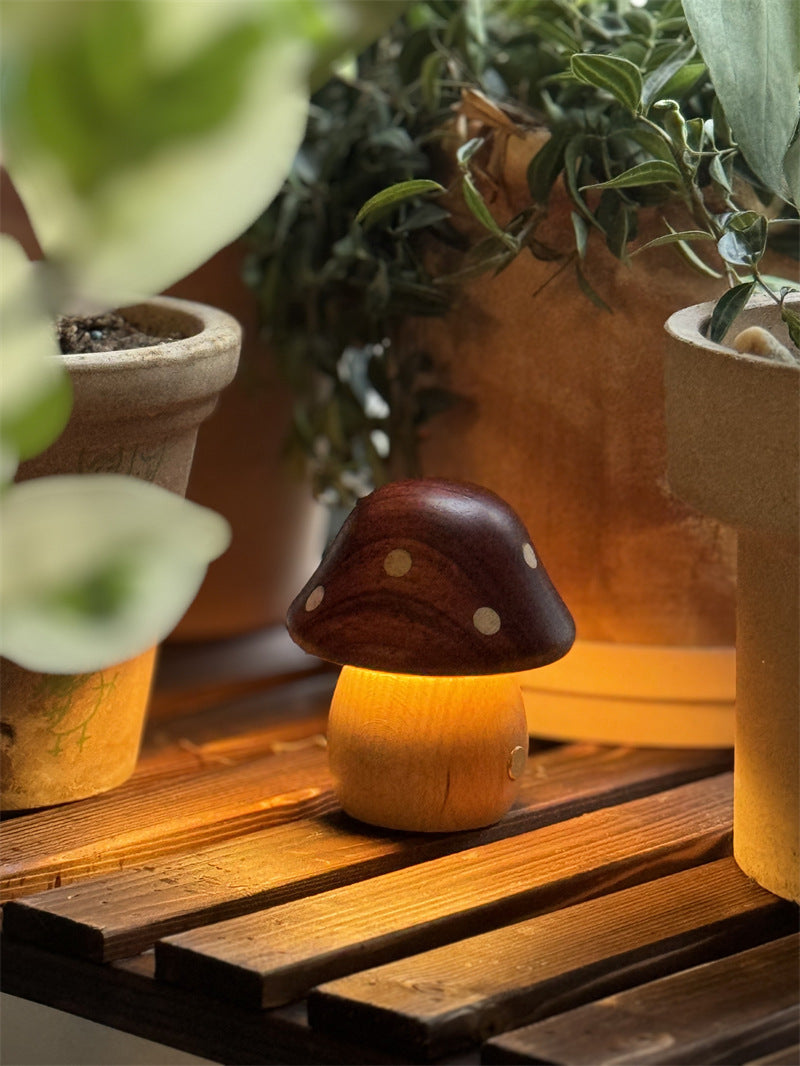 Cute Wooden Mushroom Night Light, Unique Gift