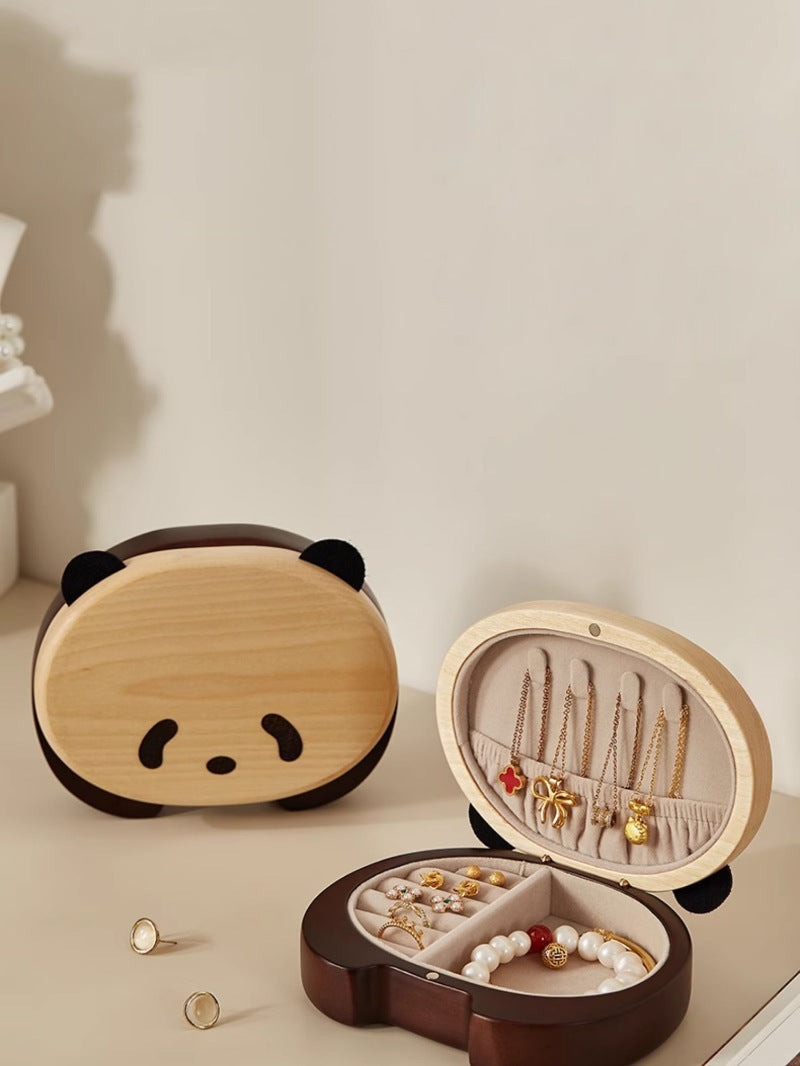Cute Wooden Portable Panda Jewelry Box, Jewelry Holder, Christmas Gift