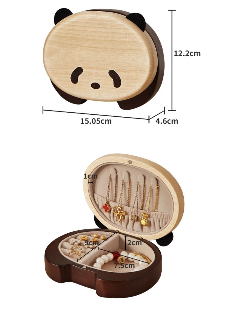 Cute Wooden Portable Panda Jewelry Box, Jewelry Holder, Christmas Gift