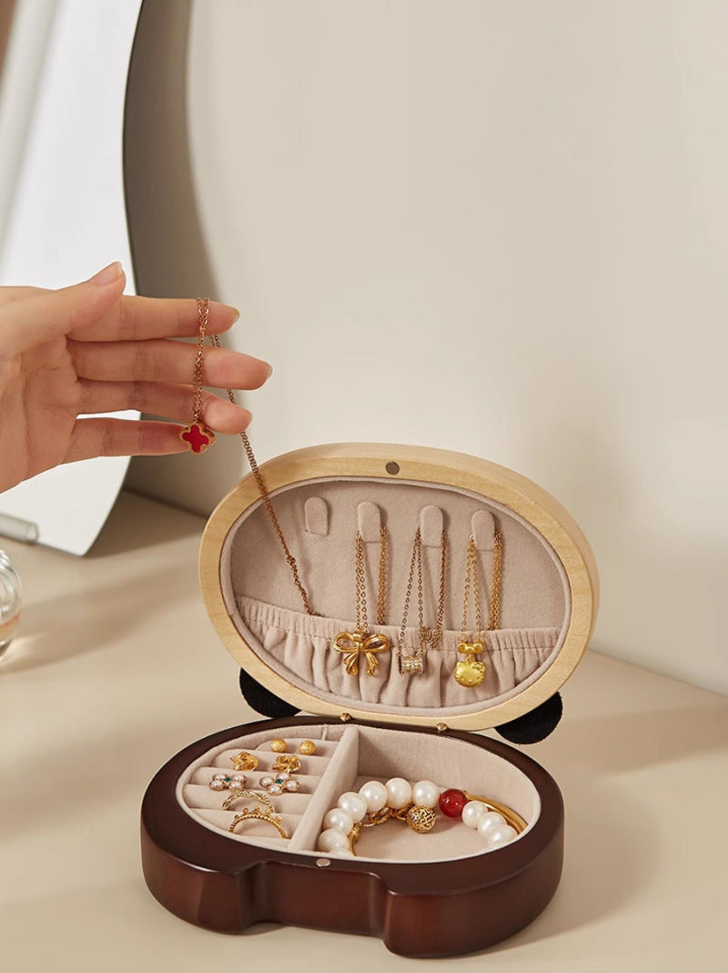 Cute Wooden Portable Panda Jewelry Box, Jewelry Holder, Christmas Gift