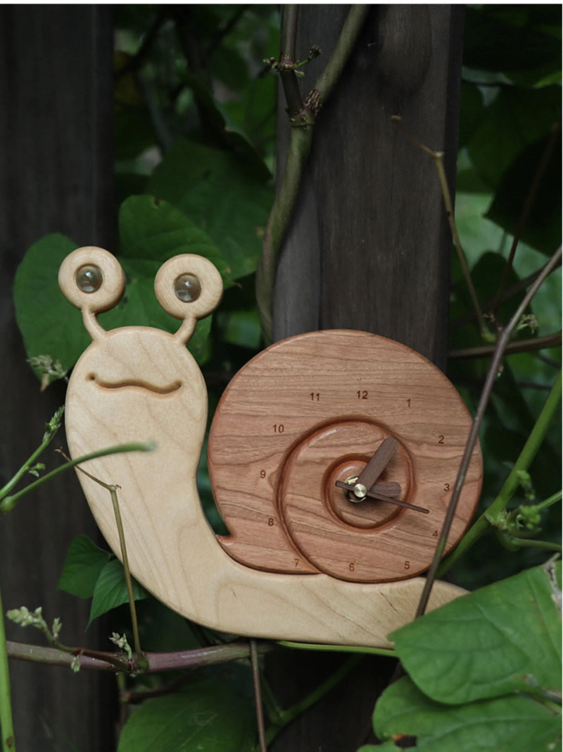 Cute wooden snail silent desk clock, wall clock, home decoration ideas