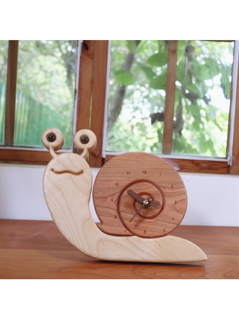 Cute wooden snail silent desk clock, wall clock, home decoration ideas