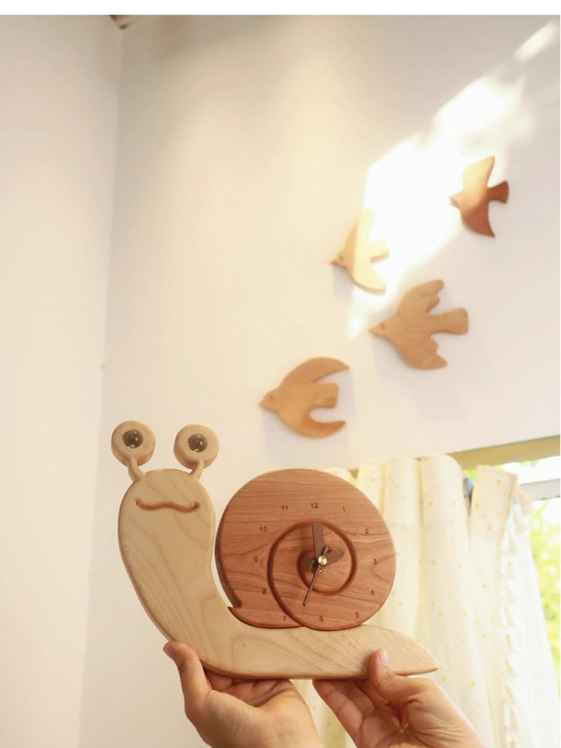 Cute wooden snail silent desk clock, wall clock, home decoration ideas