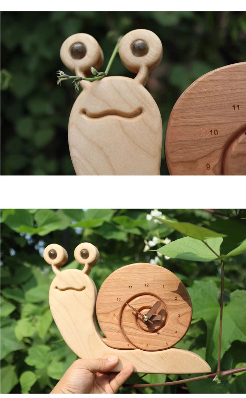 Cute wooden snail silent desk clock, wall clock, home decoration ideas