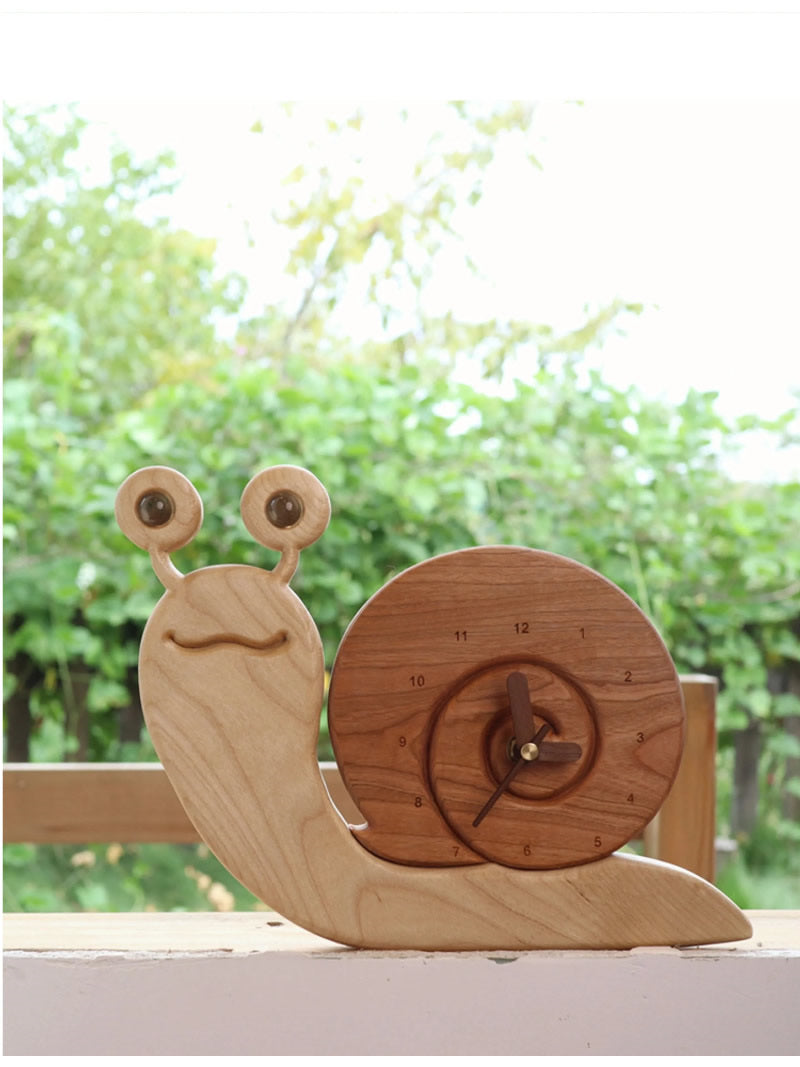 Cute wooden snail silent desk clock, wall clock, home decoration ideas