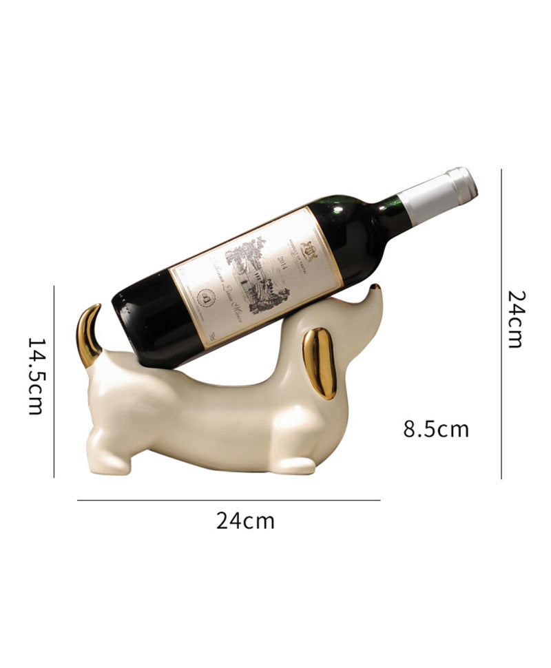 Dachshund Dog Ceramic Wine Rack - Cute Pet-Themed Bottle Holder for Home Decor