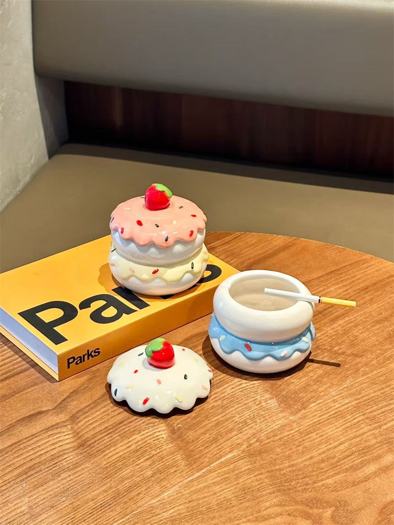 Delicious Cake Ceramic Ashtray & Desk Organizer,Home Office Decoration