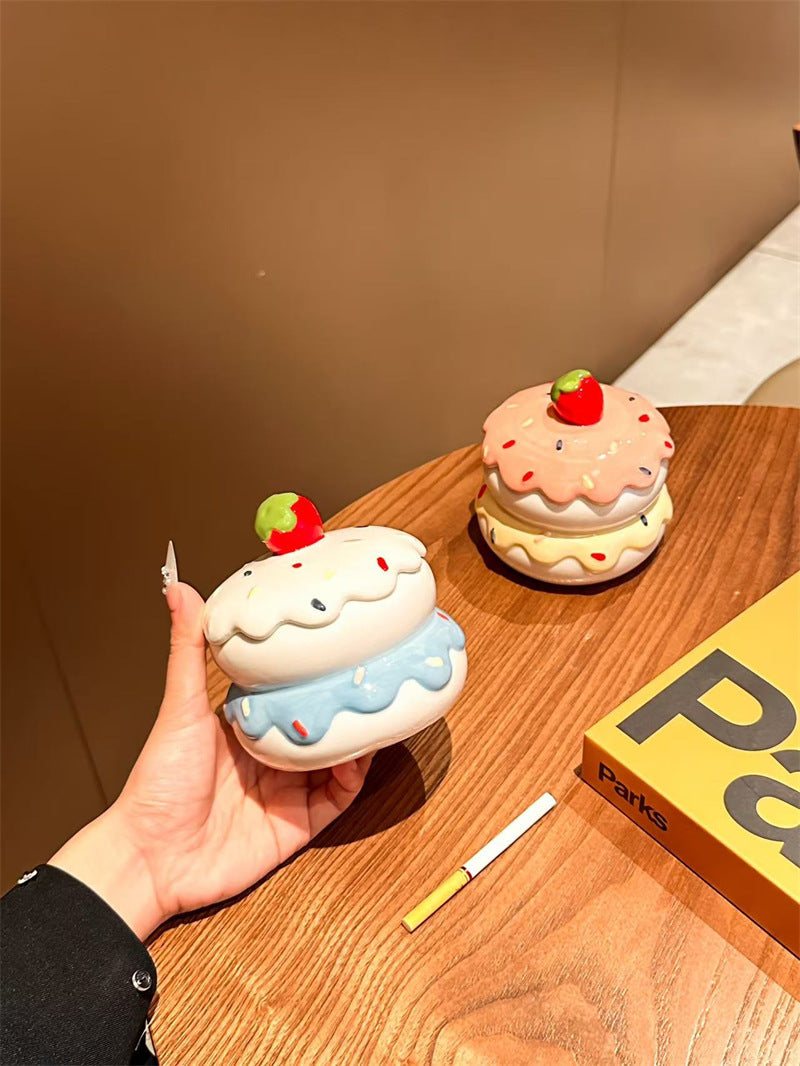 Delicious Cake Ceramic Ashtray & Desk Organizer,Home Office Decoration