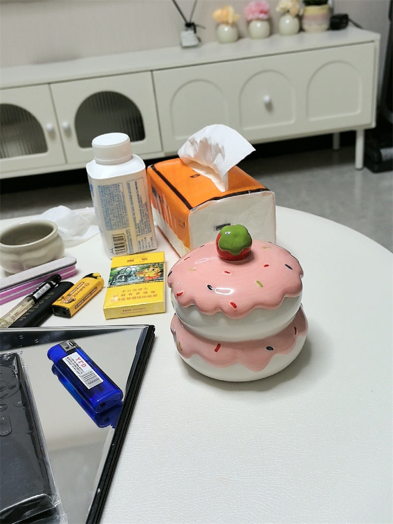 Delicious Cake Ceramic Ashtray & Desk Organizer,Home Office Decoration