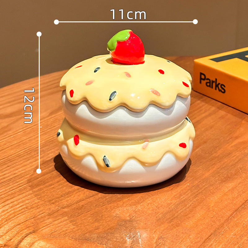 Delicious Cake Ceramic Ashtray & Desk Organizer,Home Office Decoration