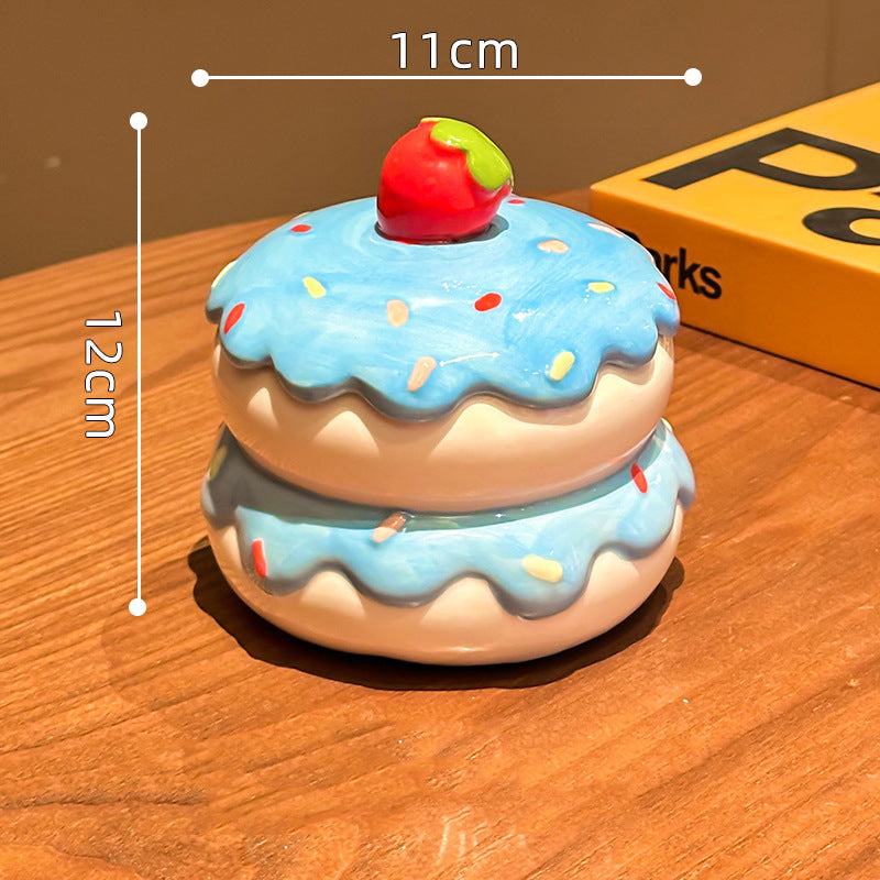 Delicious Cake Ceramic Ashtray & Desk Organizer,Home Office Decoration