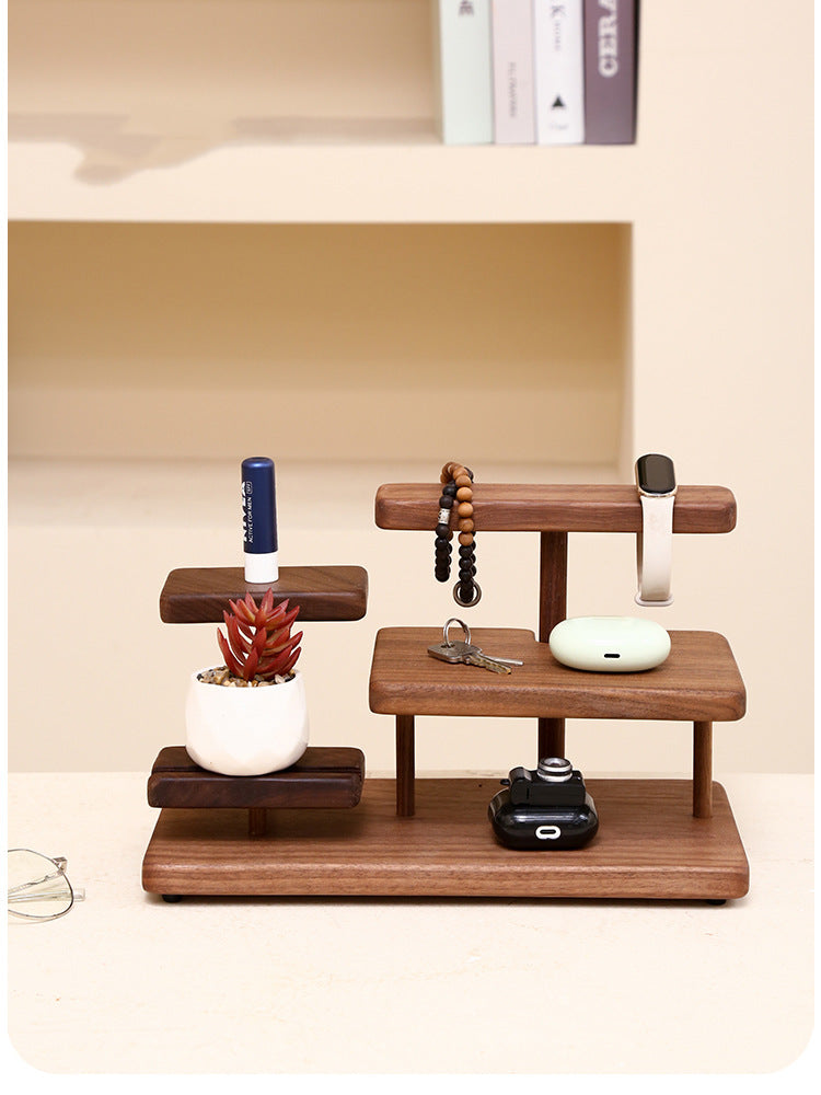 Desktop Organize Wooden Storage Rack, Phone Stand, Jewelry Holder