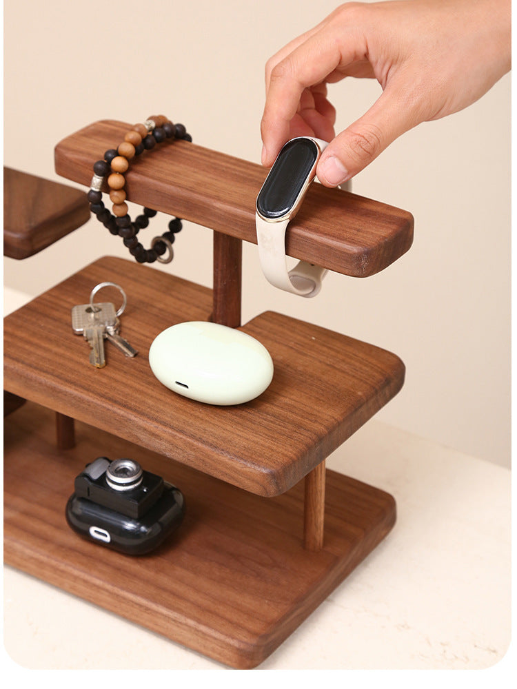 Desktop Organize Wooden Storage Rack, Phone Stand, Jewelry Holder