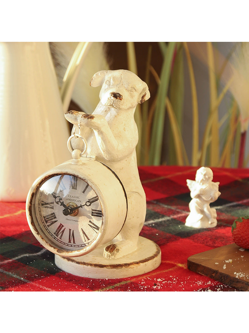 Distressed Retro Dog Desktop Clock, Personalized Decoration