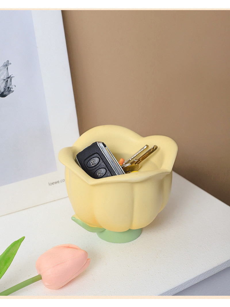 Elegant Tulip Jewelry Storage Box- Desktop Small Flower Organizer