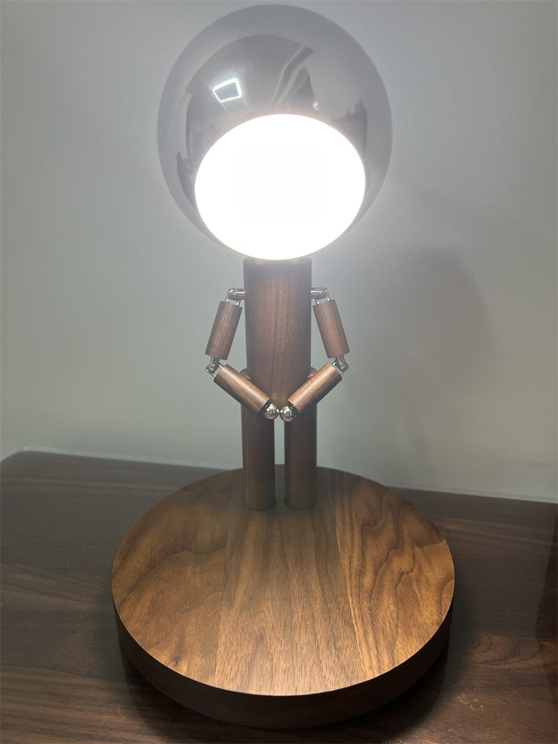 Elegant Wooden Moon Guardian Angel Table Lamp - Perfect for Home or Office Decor