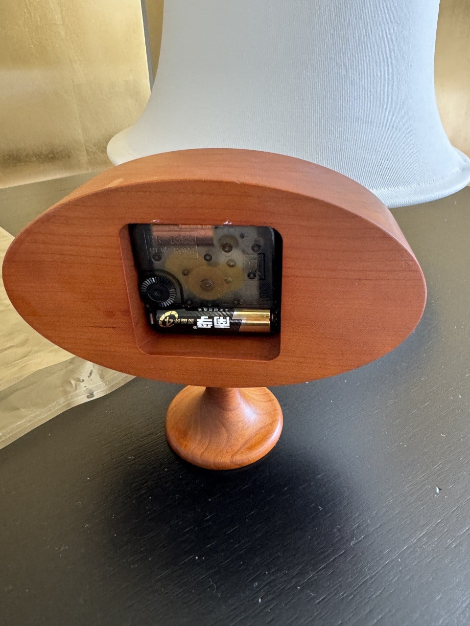 Elegant Wooden Oval Desk Clock: Minimalist Timepiece for Your Workspace