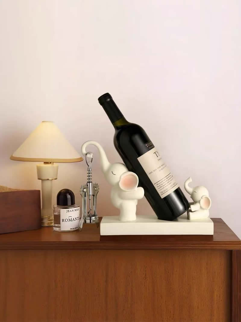Elephant Wine Bottle Holder - Cute Elephant Family Kitchen & Bar Decor