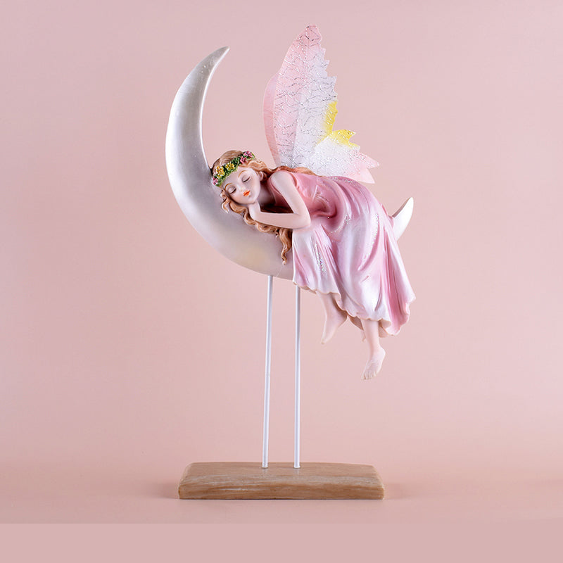 Enchanted Forest Sprite Desk Sculpture - Whimsical Woodland Fairy Decor for Office & Home