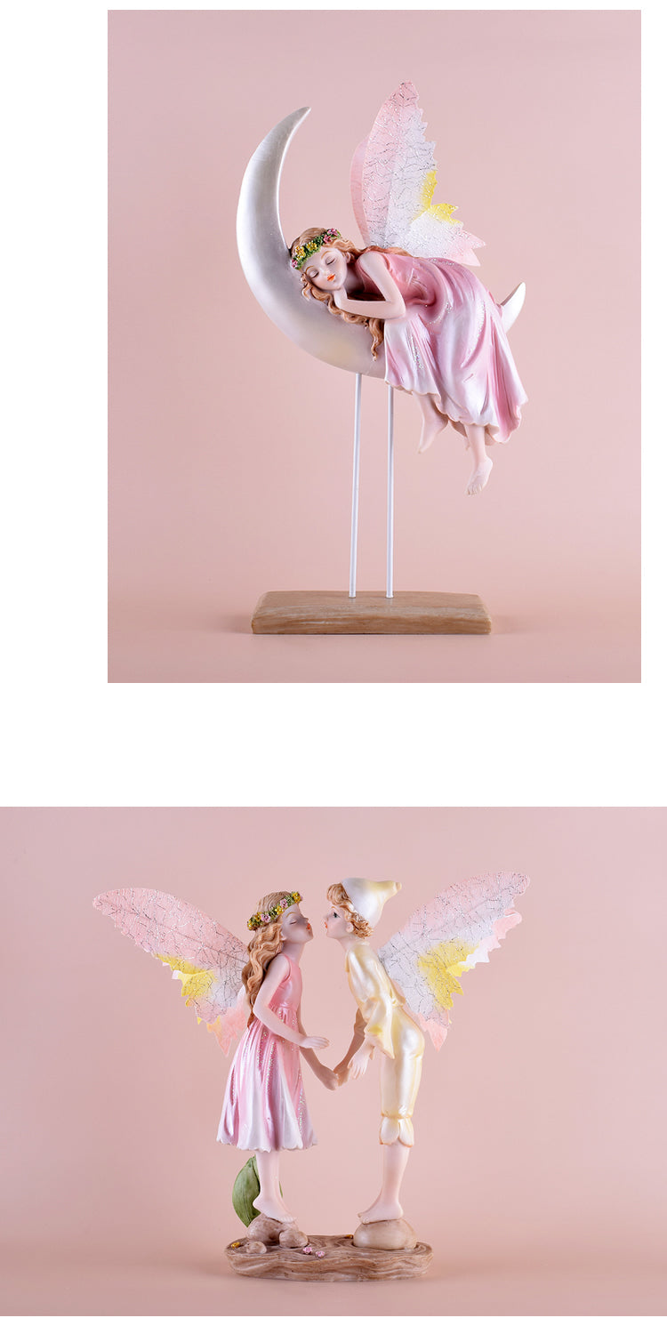 Enchanted Forest Sprite Desk Sculpture - Whimsical Woodland Fairy Decor for Office & Home
