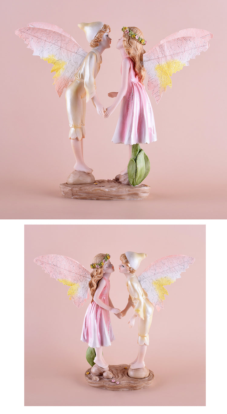 Enchanted Forest Sprite Desk Sculpture - Whimsical Woodland Fairy Decor for Office & Home